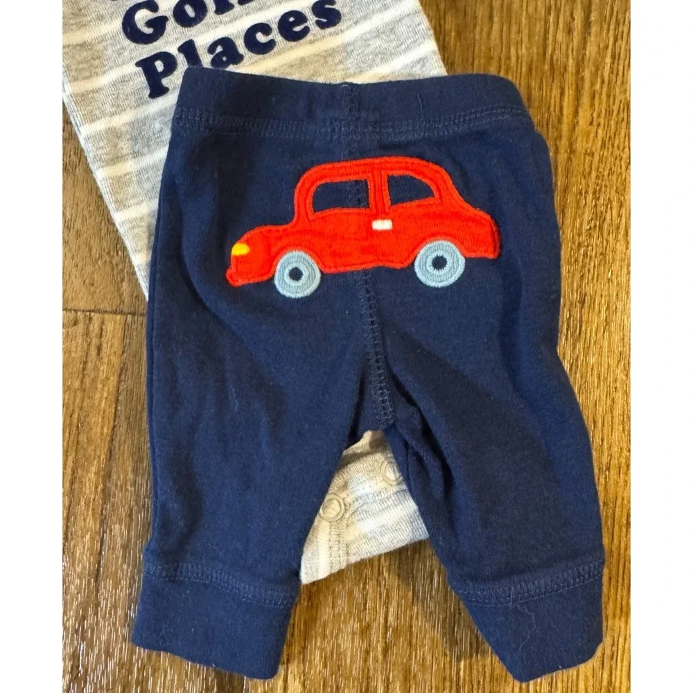 Carters Preemie Baby Boy Clothes Set Shirt Pants Outfit Car‎ Blue Going Places
